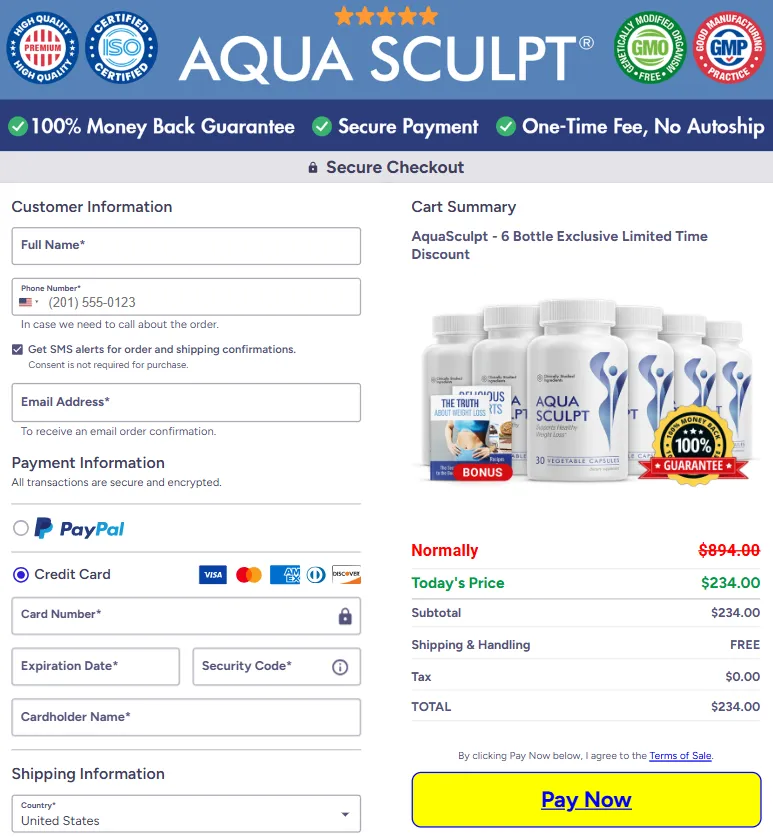 AquaSculpt-order-page